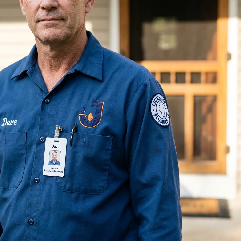 Licensed plumber showing ID badge in Gainesboro, TN