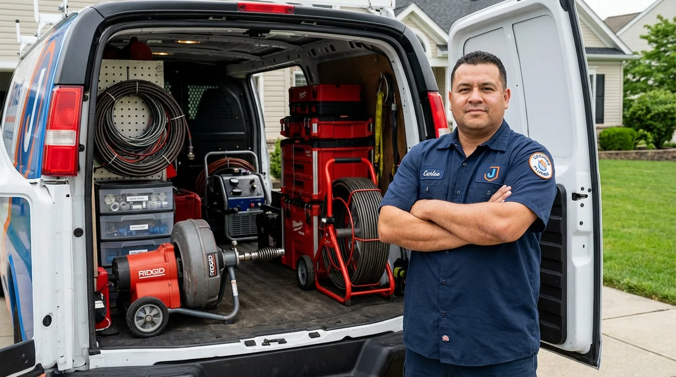 Professional drain cleaning equipment and Johns Plumbing LLC plumber in Gainesboro