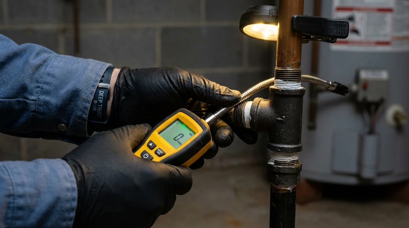 Gas leak detection with electronic sniffer by Johns Plumbing LLC in Gainesboro