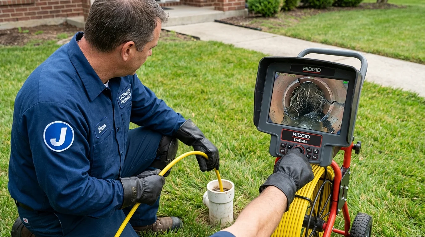 Sewer camera inspection being performed by Johns Plumbing LLC in Gainesboro